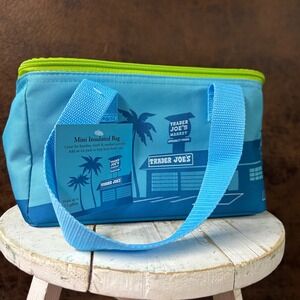 NWT Trader Joe's Mini Blue with Green Trim‎ Insulated Tote Lunch Bag Picnic